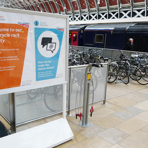 A Cyclehoop cycle hub at Paddington station in London
