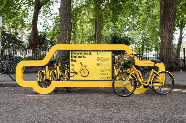 External view of a Cyclehoop Car Bike Port in yellow