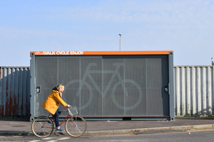 An installed Cyclehoop Container Cycle Hub