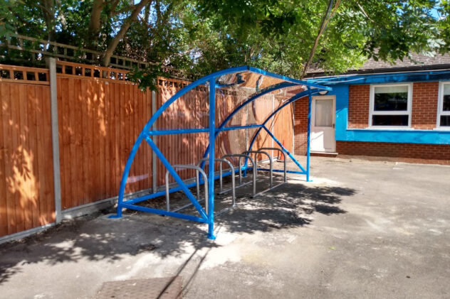 An installed Cyclehoop Clear Bike Shelter