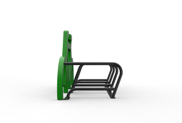 Left-handed view of a green Cyclehoop Bike Port