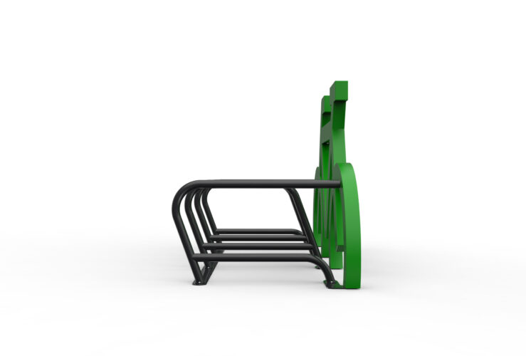 Right-sided view of a green Cyclehoop Bike Port
