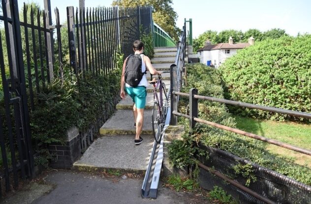 A Cyclehoop Bike Ramp in use