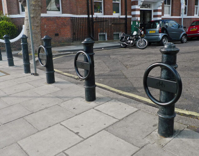 A row of Cyclehoop HDs for bollards