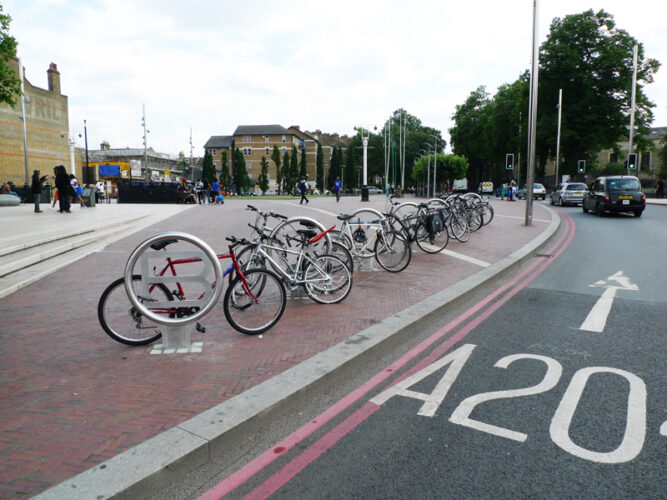 Cyclehoop Customised Cycle Stands installed in Brixton, London