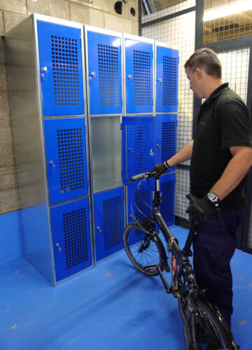 A Cyclehoop Folding Bike Locker in use