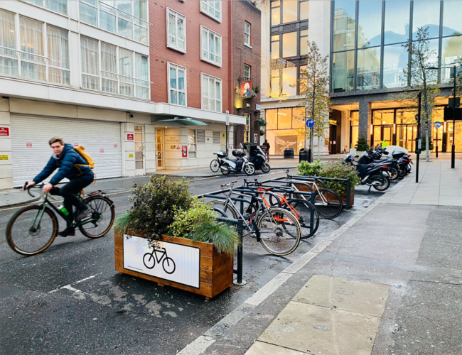 Cyclehoop Mobility Corral Racks on the street