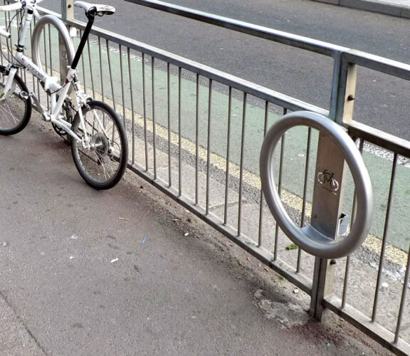 An installed Cyclehoop hoop railing