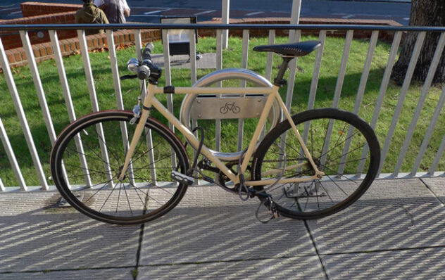 External view of a Cyclehoop for railings