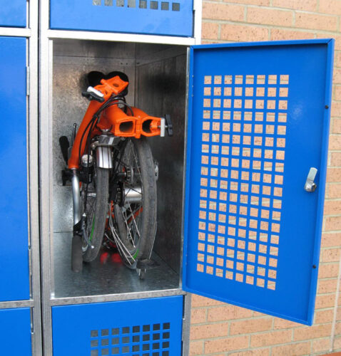 A Cyclehoop Folding Bike Locker in use