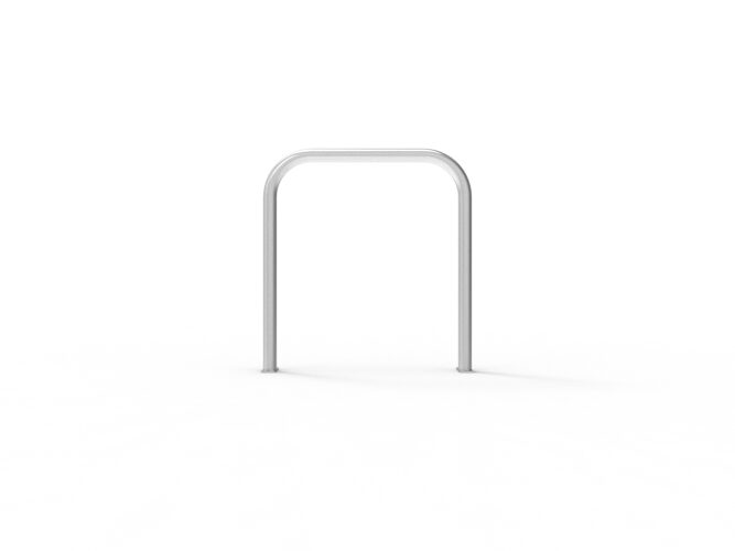 Front view of a Cyclehoop Sheffield Stand in silver