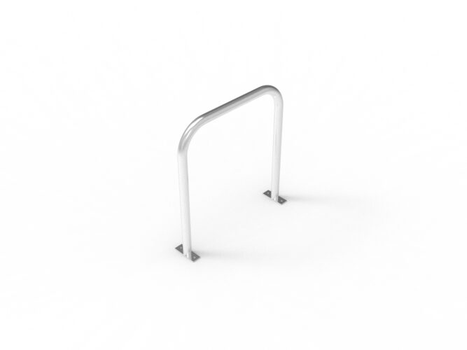 Isometric view of a Cyclehoop Sheffield Stand in silver
