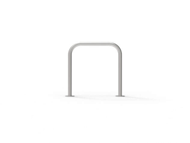 Front view of a Cyclehoop Sheffield Stand in silver