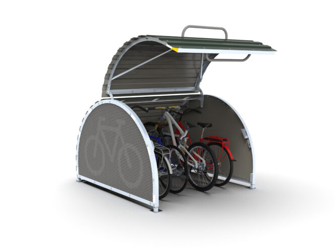 An open Cyclehoop Mini Bikehangar