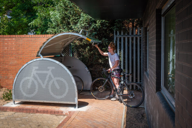 A Cyclehoop Mini Bikehangar in use