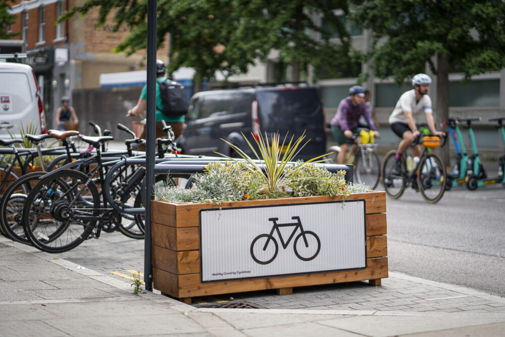 Cycle parking with planters