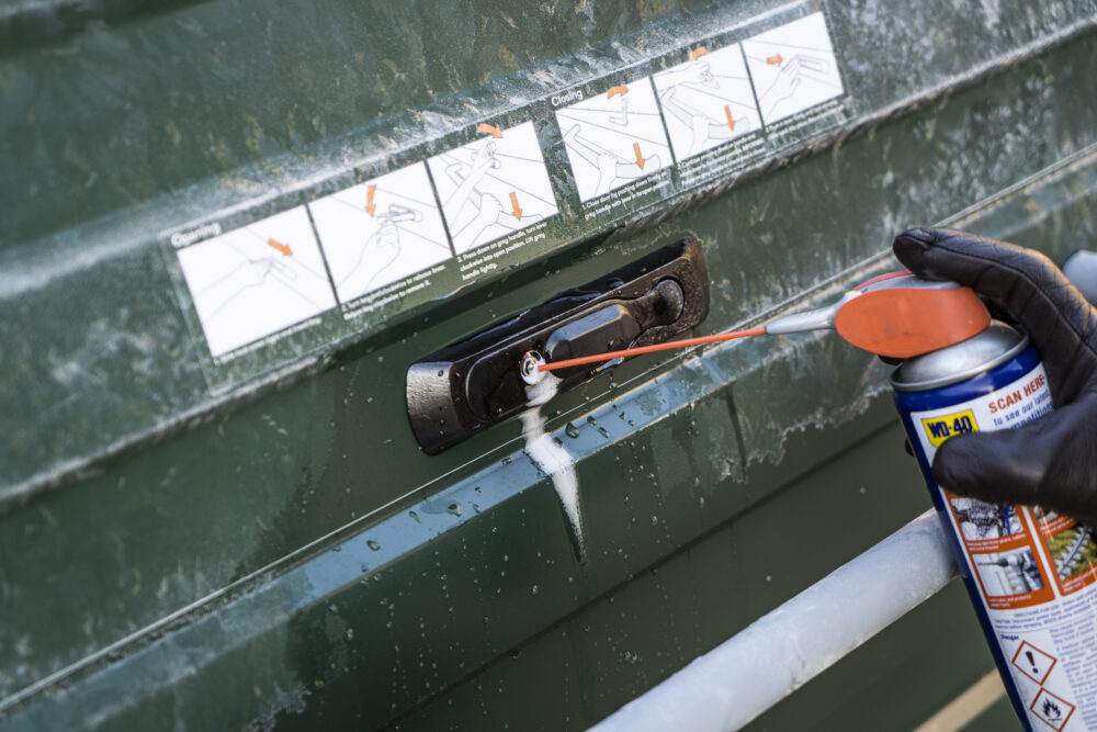 Spray light oil into the lock