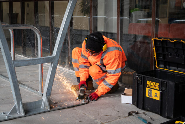 A Cyclehoop Clear Bike Canopy being installed