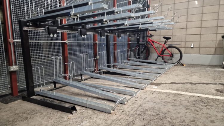 Side view of a Cyclehoop Optima Two Tier Rack