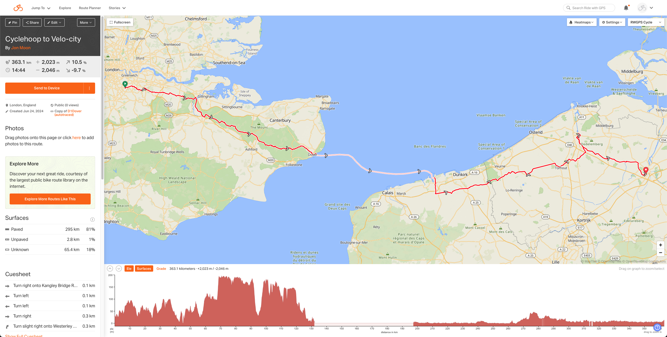 a map of the route from the cyclehoop office to ghent in belgium